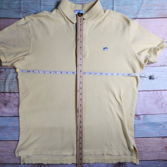 Southern Tide Mens M Skipjack Polo Shirt Yellow Cotton Blend - Picture 7 of 9